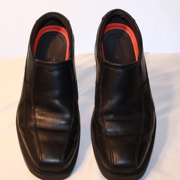 Rockport Size 8.5 Wide Black Leather STYLE LEADER 2 Bike Toe Slip On Loafer - Picture 13 of 13